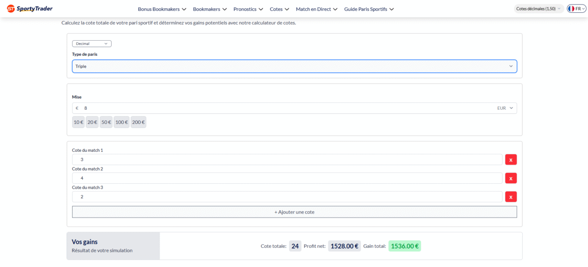 Talacote seul vrai simulateur vs SportyTrader interface statique