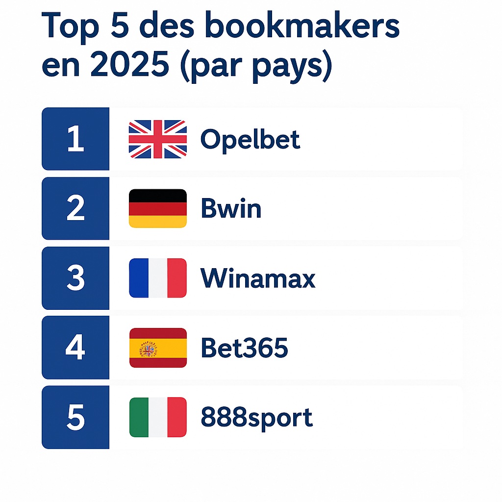Top 5 Buchmacher 2025 (nach Land)