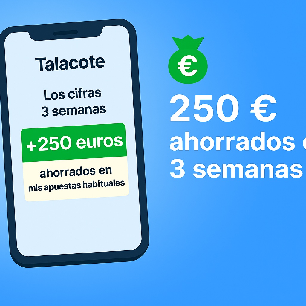 Simulador de apuestas deportivas mostrando 250 euros ahorrados en 3 semanas